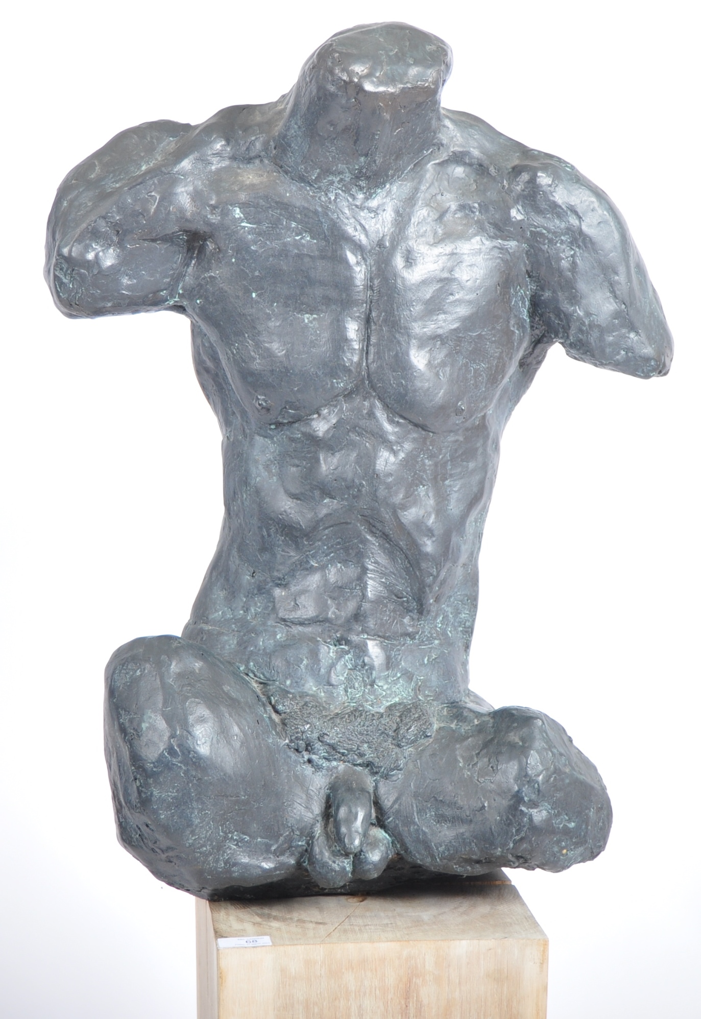 LARGE CONTEMPORARY PLASTER SCULPTURE OF A MALE TORSO - Image 3 of 8