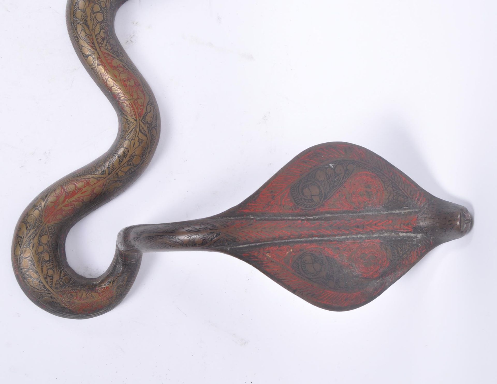 PAIR OF EARLY 20TH CENTURY PERSIAN BRONZE WALL SNAKES - Image 5 of 8