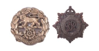 WWII SECOND WORLD WAR - TWO BRITISH ARMY 'ECONOMY' CAP BADGES