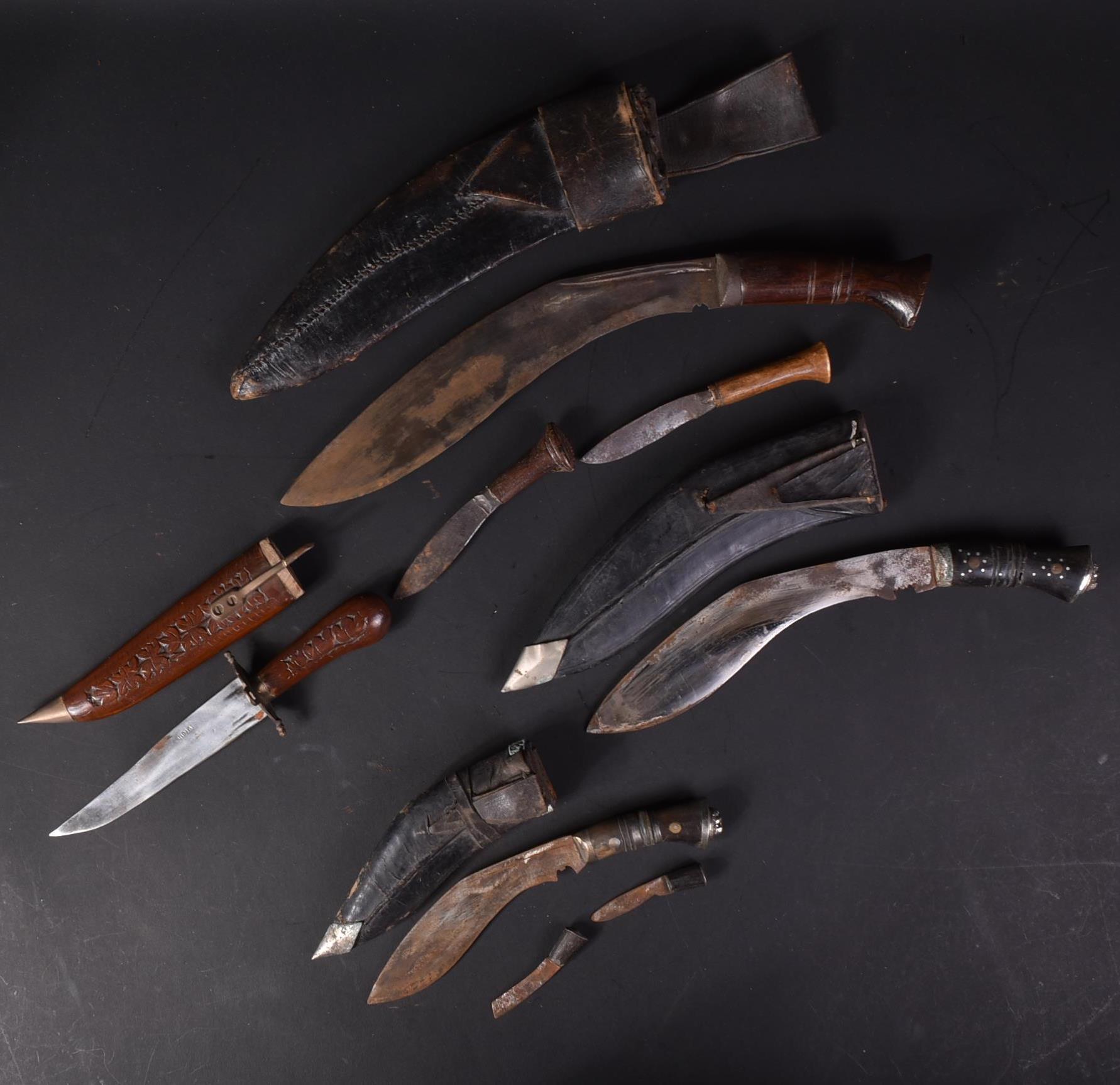 COLLECTION OF ASSORTED VINTAGE KUKRI KNIVES
