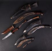 COLLECTION OF ASSORTED VINTAGE KUKRI KNIVES