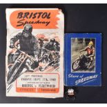 BRISTOL SPEEDWAY - VINTAGE EVENT PROGRAMMES & SUPPORTERS CLUB BADGE