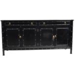 VINTAGE 1980s BAMBOO EBONISED SIDEBOARD CREDENZA