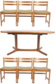 DYRLUND - 1970s DANISH TEAK DINING TABLE AND SIX CHAIRS