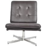 CONTEMPORARY DARK BROWN LEATHER LOUNGE CHAIR