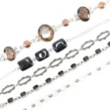 COLLECTION OF ASSORTED 925 SILVER STONE SET BRACELETS