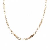 HALLMARKED 9CT GOLD & PEARL CHAIN NECKLACE