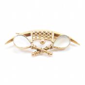 VICTORIAN 9CT GOLD & MOTHER OF PEARL TENNIS BROOCH