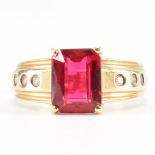 HALLMARKED 14CT GOLD & SYNTHETIC RUBY RING