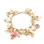 HALLMARKED 9CT GOLD FANCY LINK CHARM BRACELET