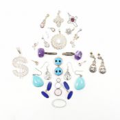 COLLECTION OF ASSORTED SILVER JEWELLERY ITEMS