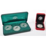 THREE AUSTRALIA 1OZ 999 SILVER COIN SET T/W ANOTHER