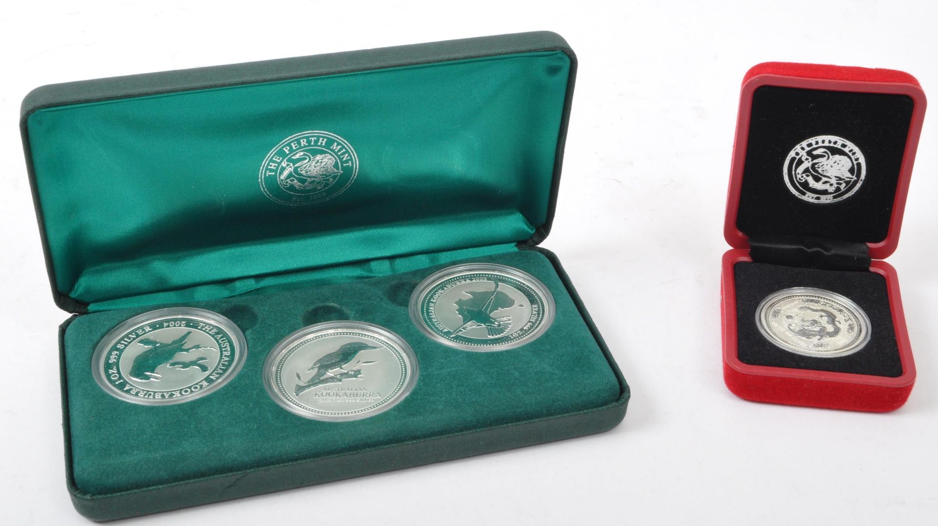 THREE AUSTRALIA 1OZ 999 SILVER COIN SET T/W ANOTHER