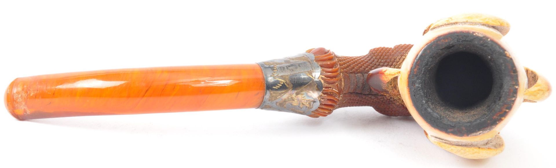 EARLY 20TH CENTURY MEERSCHAUM SILVER & AMBER TOBACCO PIPE - Image 5 of 5