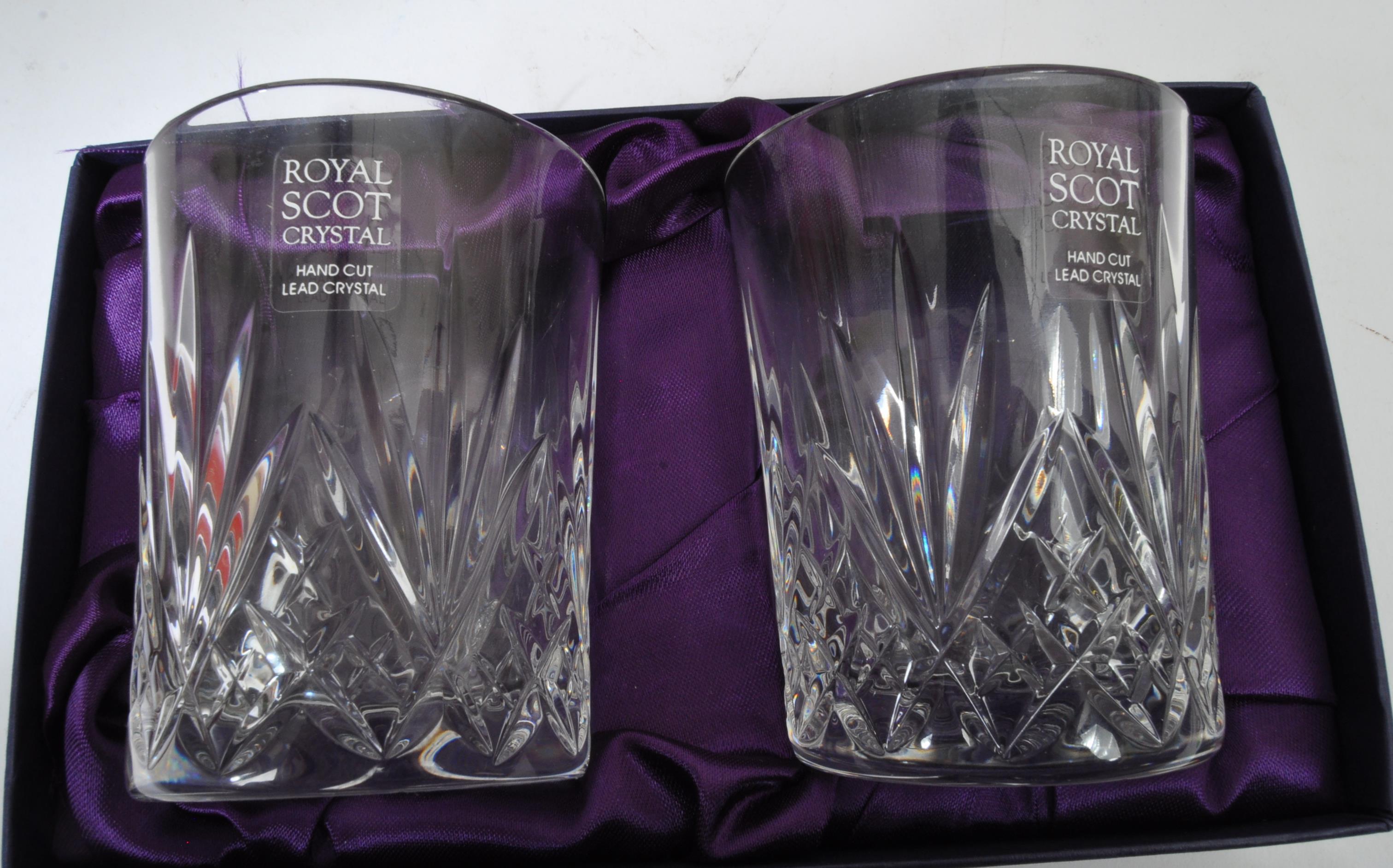 NOS ROYAL SCOT CRYSTAL HAND CUT DRINKING GLASSES - Image 3 of 5