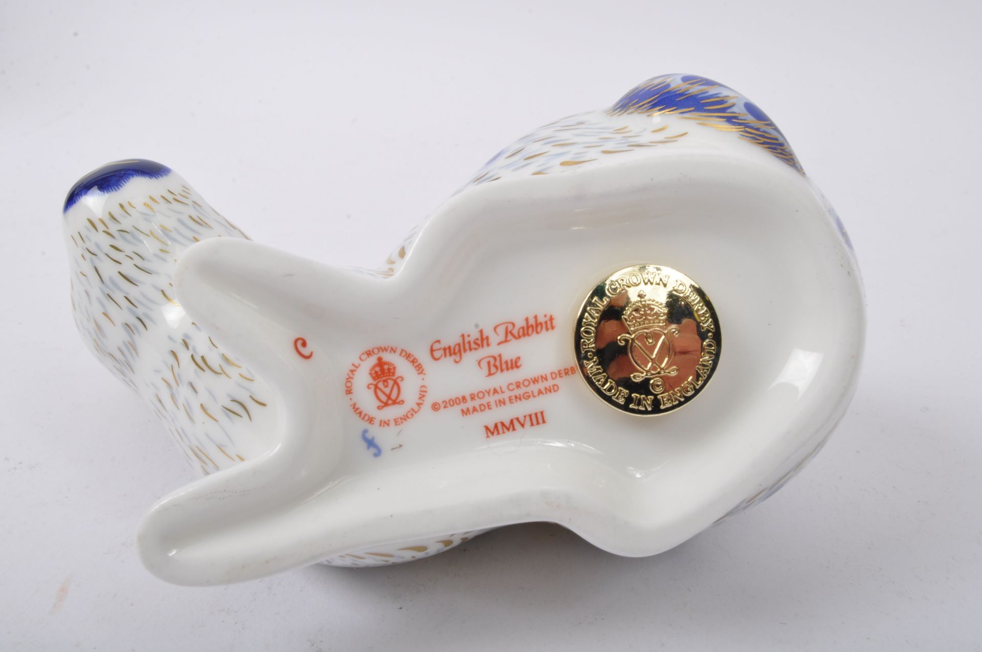 ROYAL CROWN DERBY - 'OLD ENGLISH BLUE RABBIT' PAPERWEIGHT - Image 4 of 5