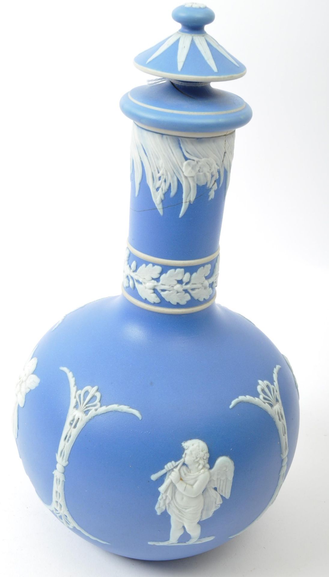 VICTORIAN SAMUEL LEAR CERAMIC JASPERWARE LIDDED VASE - Image 2 of 5