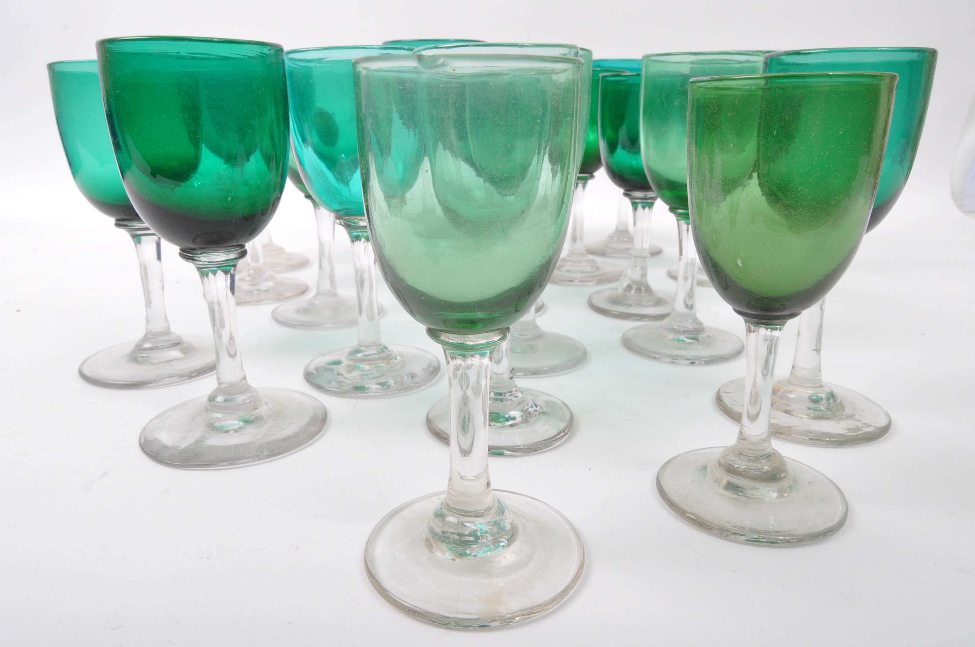 COLLECTION OF 19TH CENTURY GEORGE III BRISTOL GREEN GLASS - Image 3 of 5