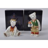 ROYAL CROWN DERBY - TWO VINTAGE MINI BEARS CHINA PAPERWEIGHTS