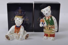 ROYAL CROWN DERBY - TWO VINTAGE MINI BEARS CHINA PAPERWEIGHTS