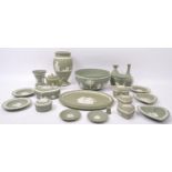 LARGE COLLECTION OF VINTAGE WEDGWOOD GREEN JASPERWARE