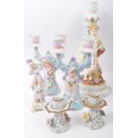 PORCELAIN SITZENDORF STYE CHINA FIGURINE CANDELABRA