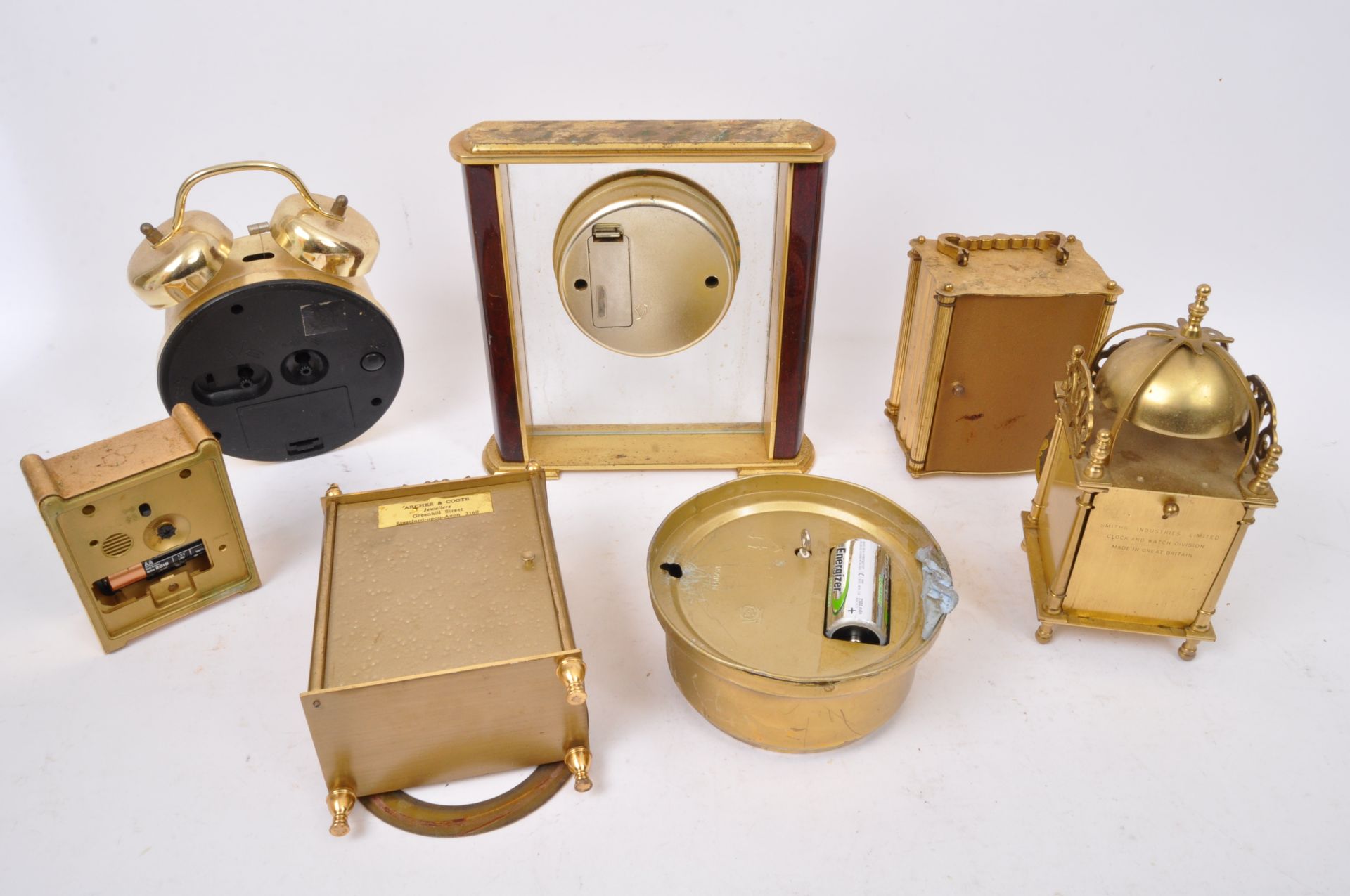 ASSORTMENT OF VINTAGE BRASS DESK CLOCK & ALARM CLOCKS - Image 2 of 5