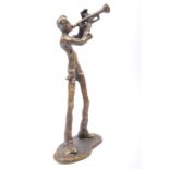 VINTAGE 20TH CENTURY BRONZE OF A TRUMPET PLAYER