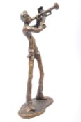 VINTAGE 20TH CENTURY BRONZE OF A TRUMPET PLAYER