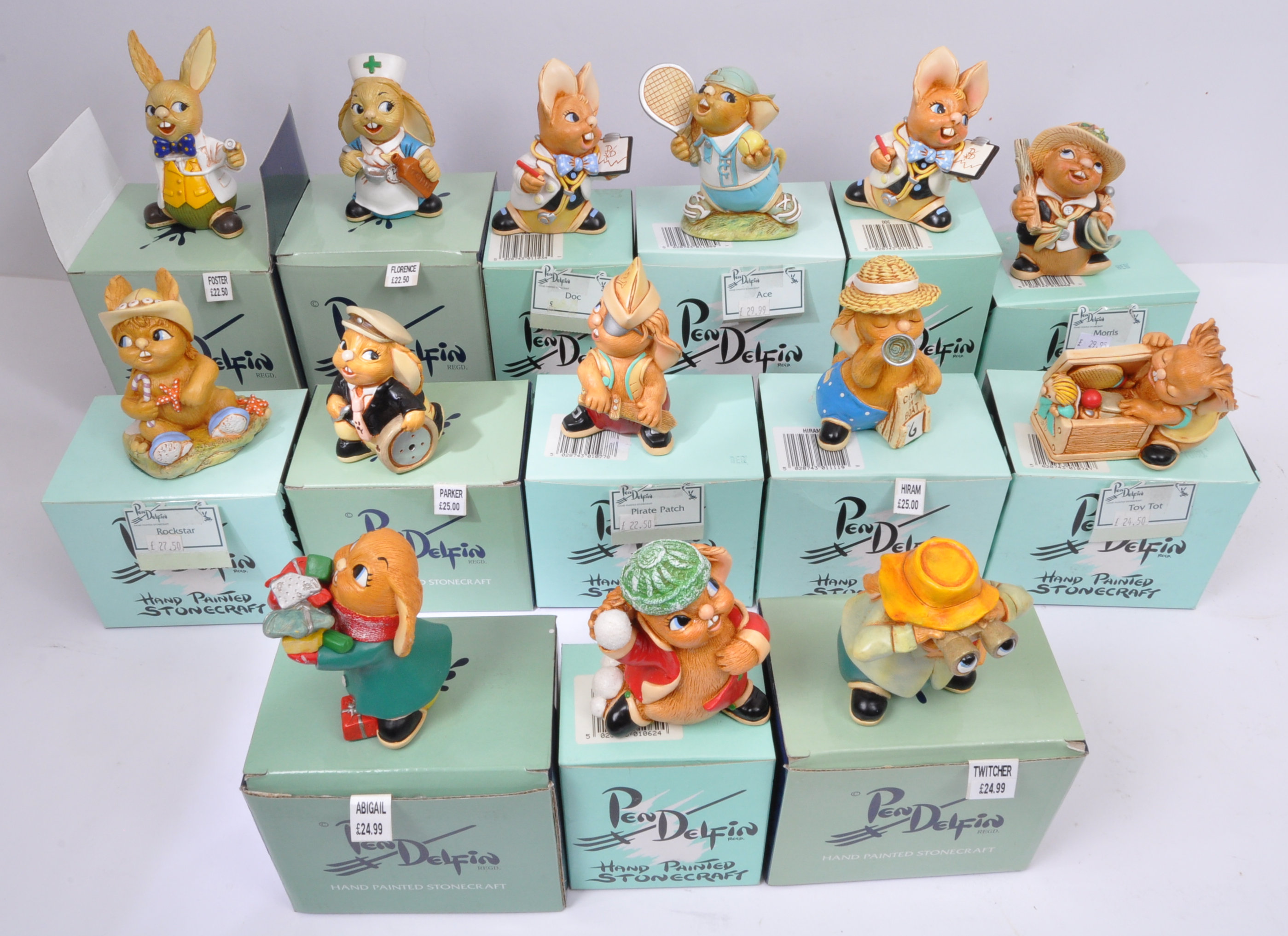 COLLECTION OF NOS BOXED PENDELFIN BUNNY RABBIT FIGURES