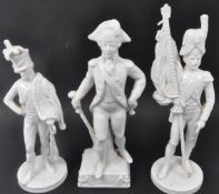 THREE BLANC DE CHINE DRESDEN SOLDIERS FIGURES