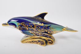 ROYAL CROWN DERBY - DOLPHIN - BONE CHINA PAPERWEIGHT