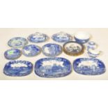 LARGE COLLECTION OF VICTORIAN BLUE & WHITE DINNERWARE