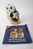 ROYAL CROWN DERBY - TWILIGHT OWL - FINE BONE CHINA FIGURINE