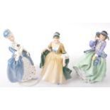 THREE VINTAGE ROYAL DOULTON BONE CHINA LADY FIGURES