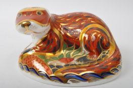 ROYAL CROWN DERBY - OTTER - BONE CHINA PAPERWEIGHT