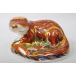 ROYAL CROWN DERBY - OTTER - BONE CHINA PAPERWEIGHT