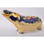 ROYAL CROWN DERBY - HIPPOPOTAMUS - BONE CHINA PAPERWEIGHT