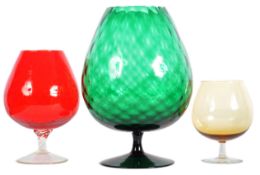 THREE GRADUATING MID CENTURY BALLOON GLASS VASES