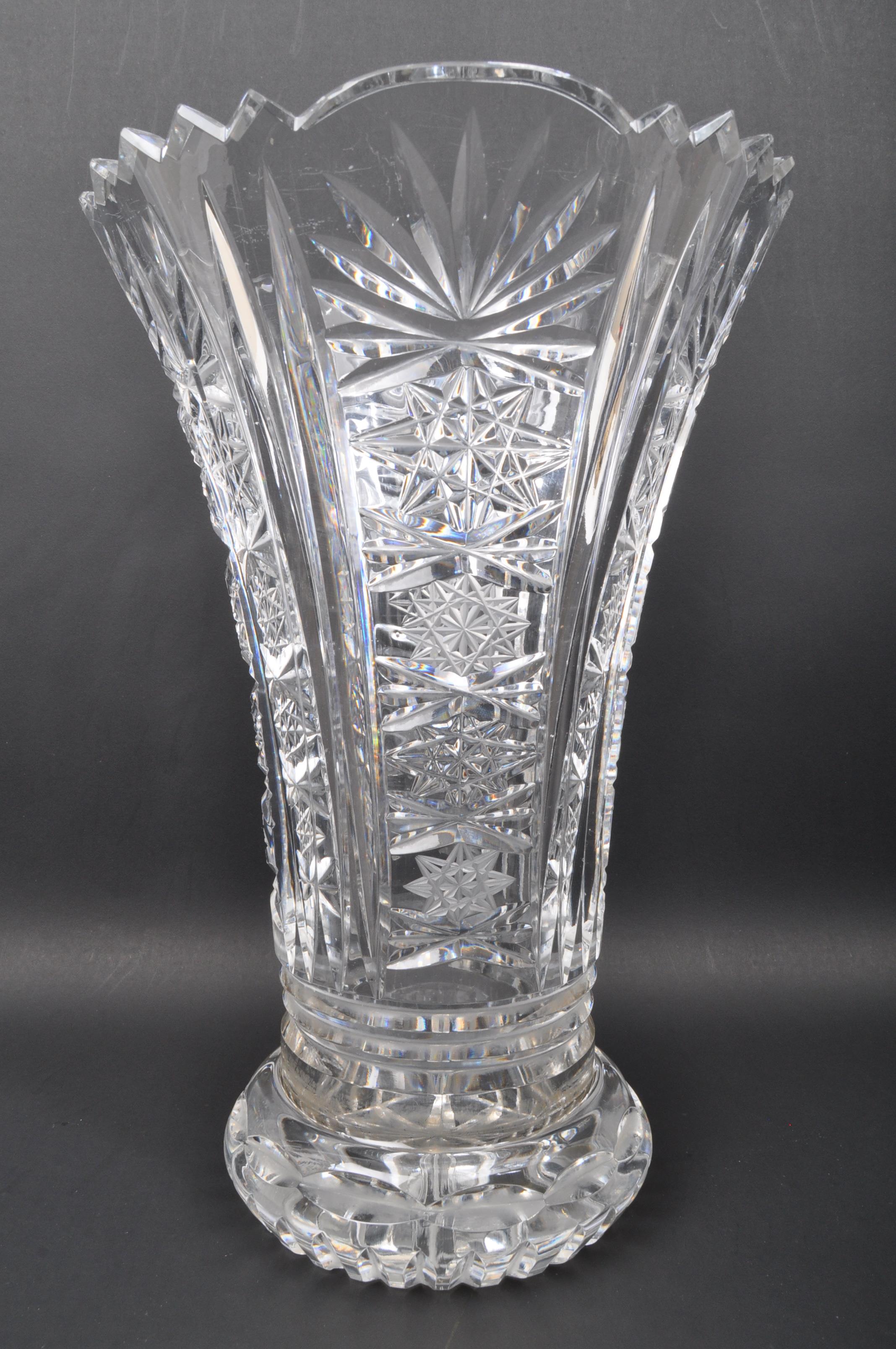 FOUR 20TH CENTURY LARGE CUT GLASS VASES - Image 2 of 5