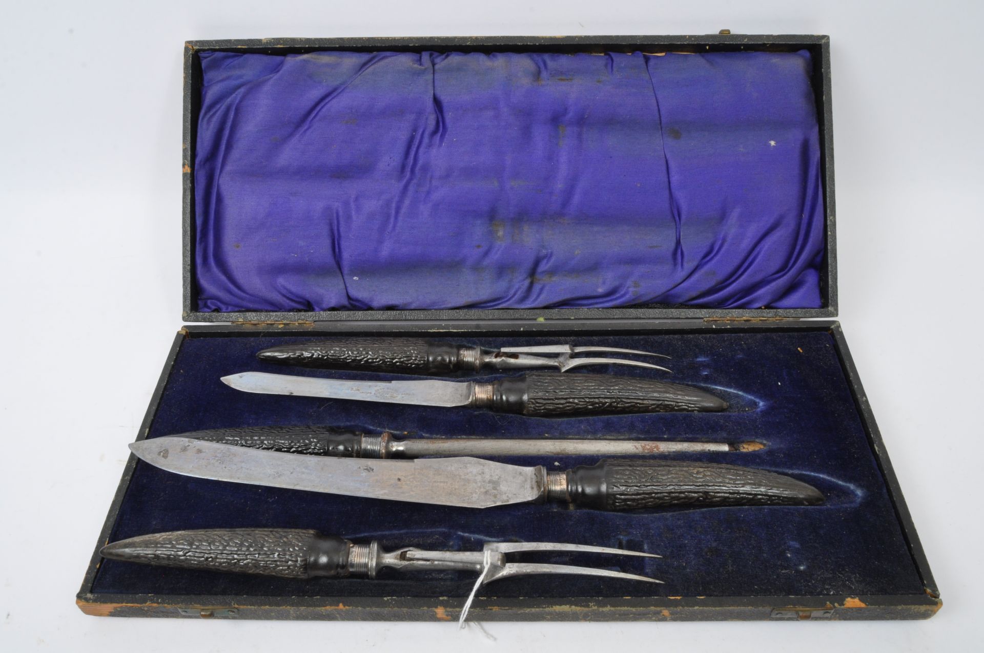 1920S SILVER HALLMARKED & BONE HANDLED MEAT SET