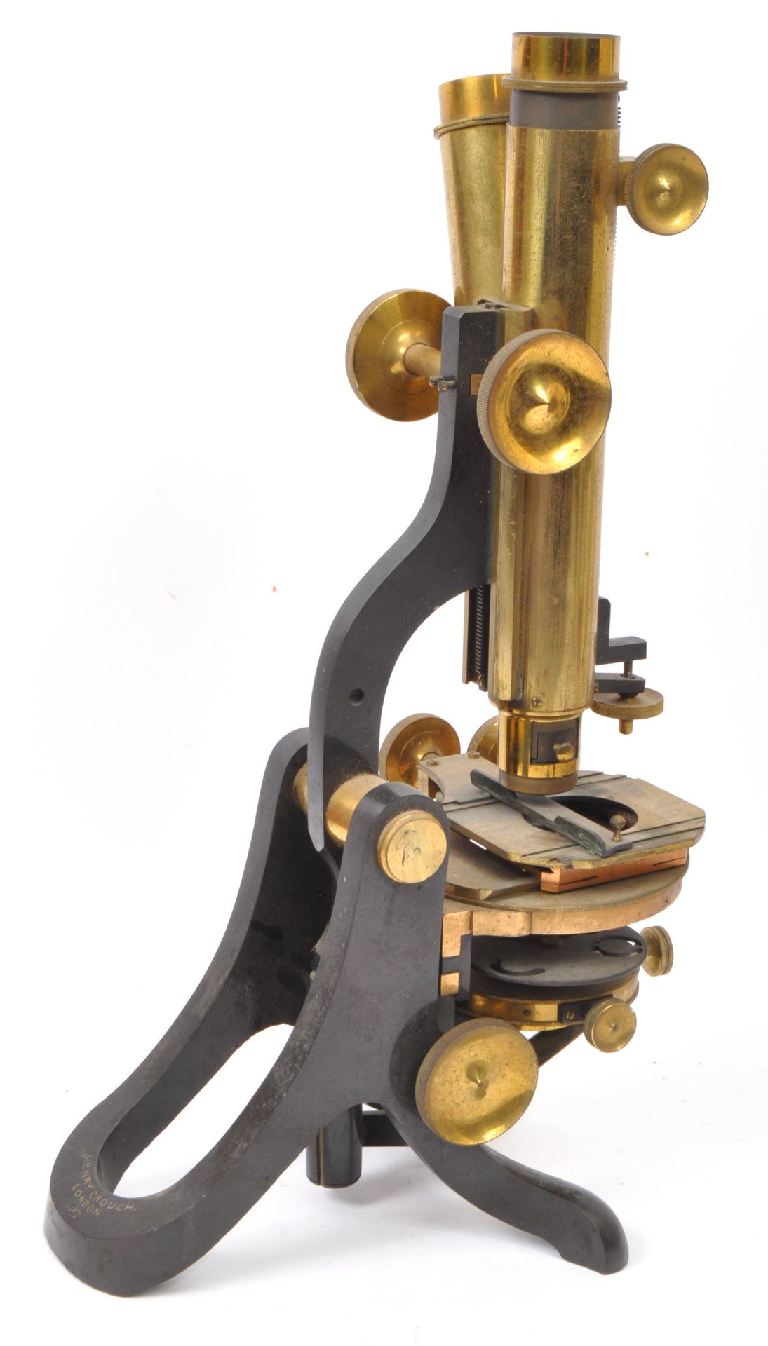 VICTORIAN H & W CROUCH LONDON CASED BINOCULAR MICROSCOPE - Image 5 of 6