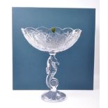 WATERFORD CRYSTAL GLASS - SEAHORSE TAZZA CENTREPIECE - NOS