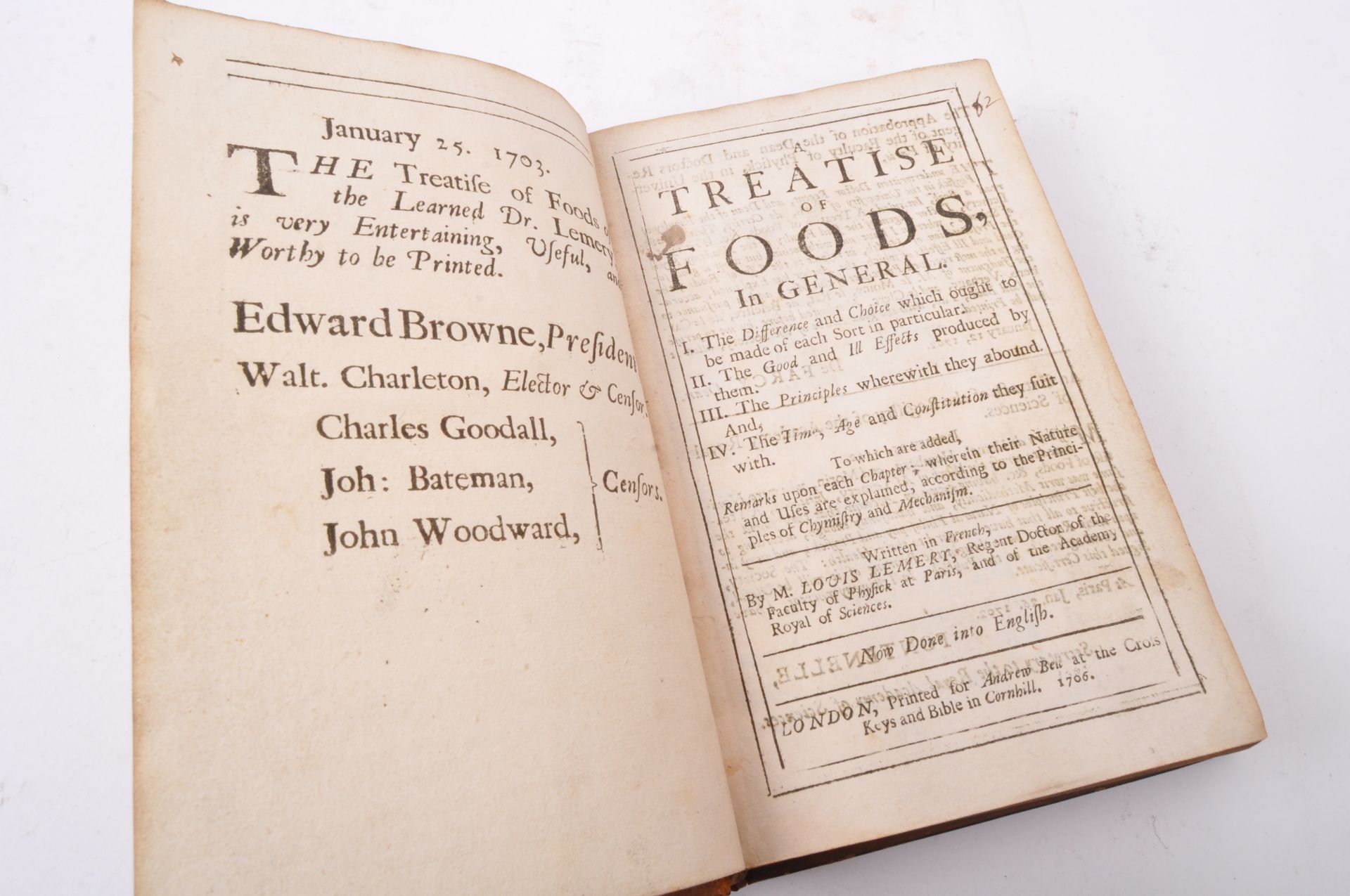 TREATISE OF FOODS IN GENERAL - LOUIS LEMERY - 1706 - Image 5 of 5