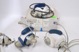 TWO VINTAGE AIRMED 'AIRLITE 62' HEADSETS T/W ANOTHER