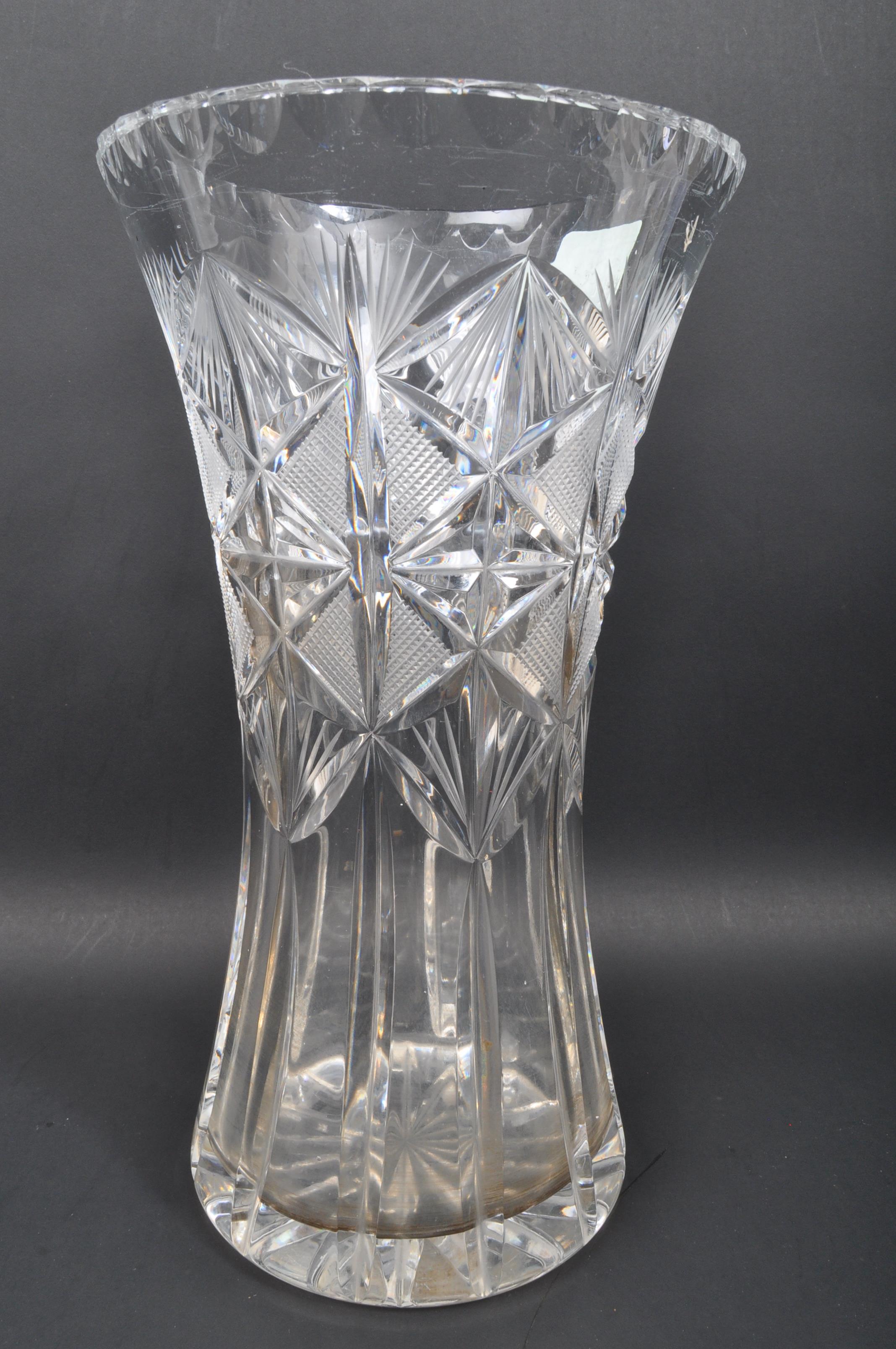 FOUR 20TH CENTURY LARGE CUT GLASS VASES - Image 3 of 5