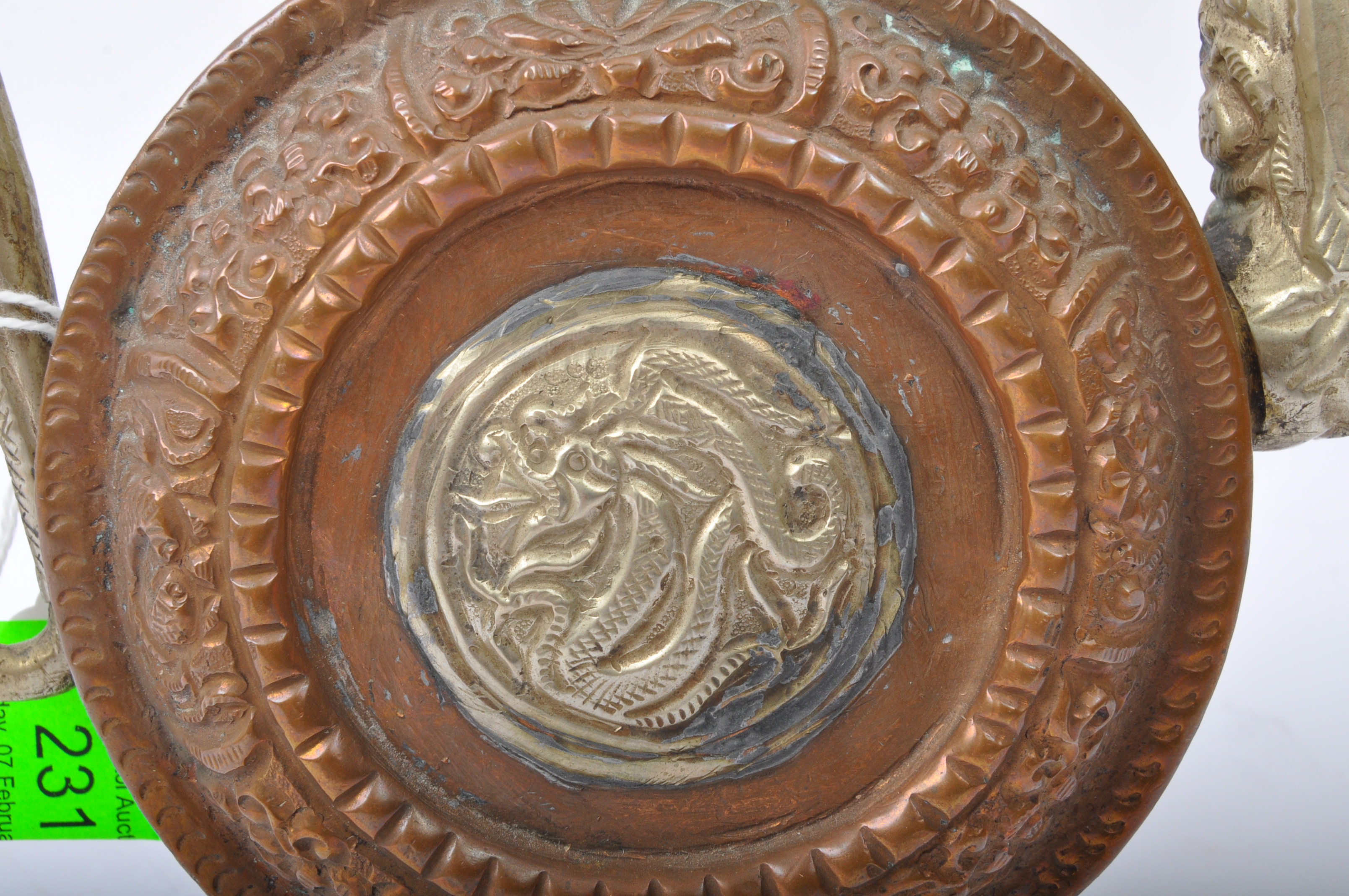 20TH CENTURY HAMMERED METAL TIBETAN WATER JUG - Image 4 of 6