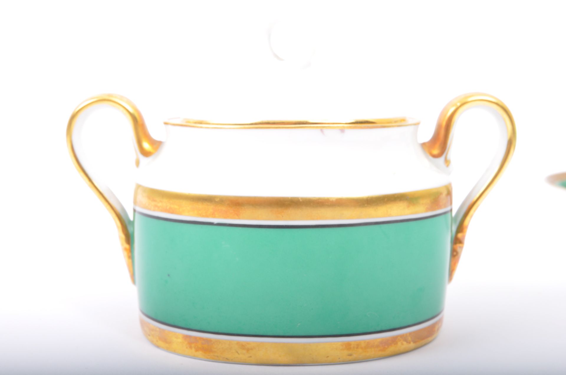 RICHARD GINORI - OLIVE GREEN & GILT TWO PERSON TEA SERVICE - Image 6 of 6