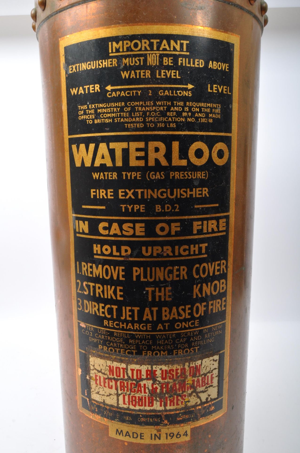 RETRO VINTAGE 1964 WATERLOO FIRE EXTINGUISHER - Image 3 of 5