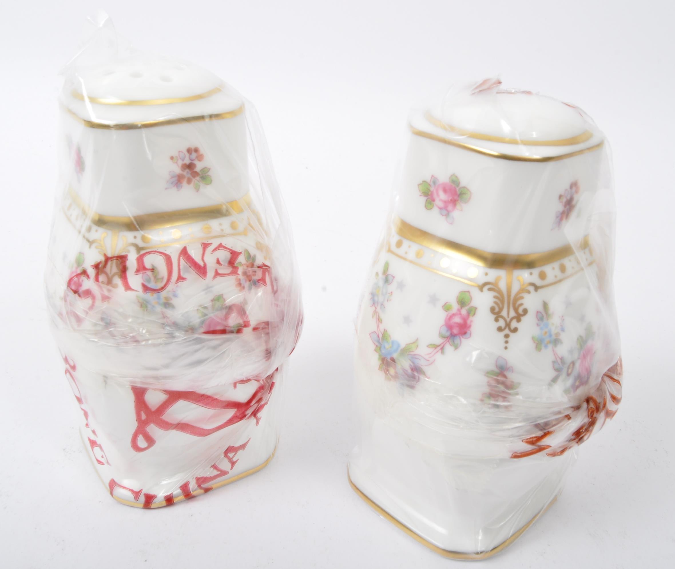 ROYAL CROWN DERBY - SALT & PEPPER SHAKERS IN 'ROYAL ANTOINETTE'